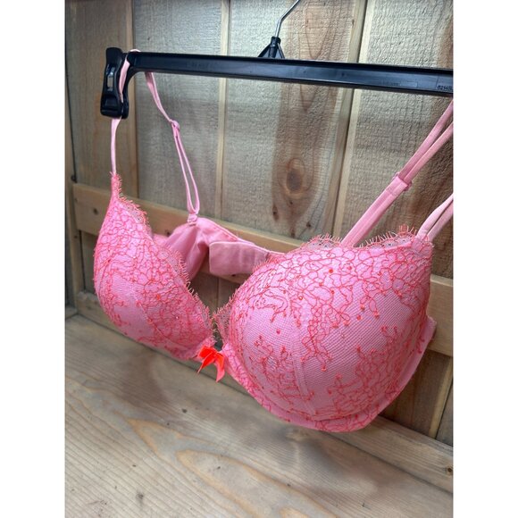Victorias Secret Very Sexy Pink Lace Push Up Bra 34DD - Picture 2 of 7